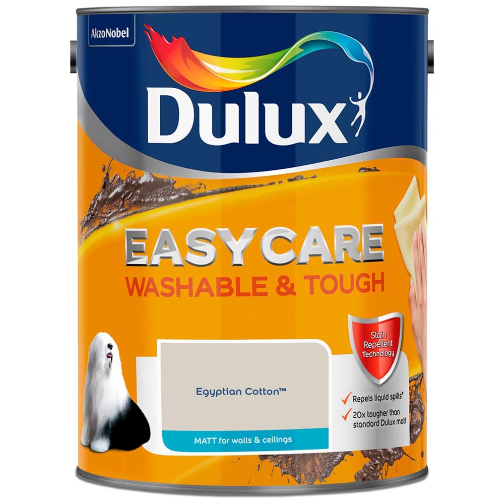 Dulux Easycare Washable & Tough Walls & Ceilings Egyptian Cotton Matt Emulsion Paint 5L Image 2