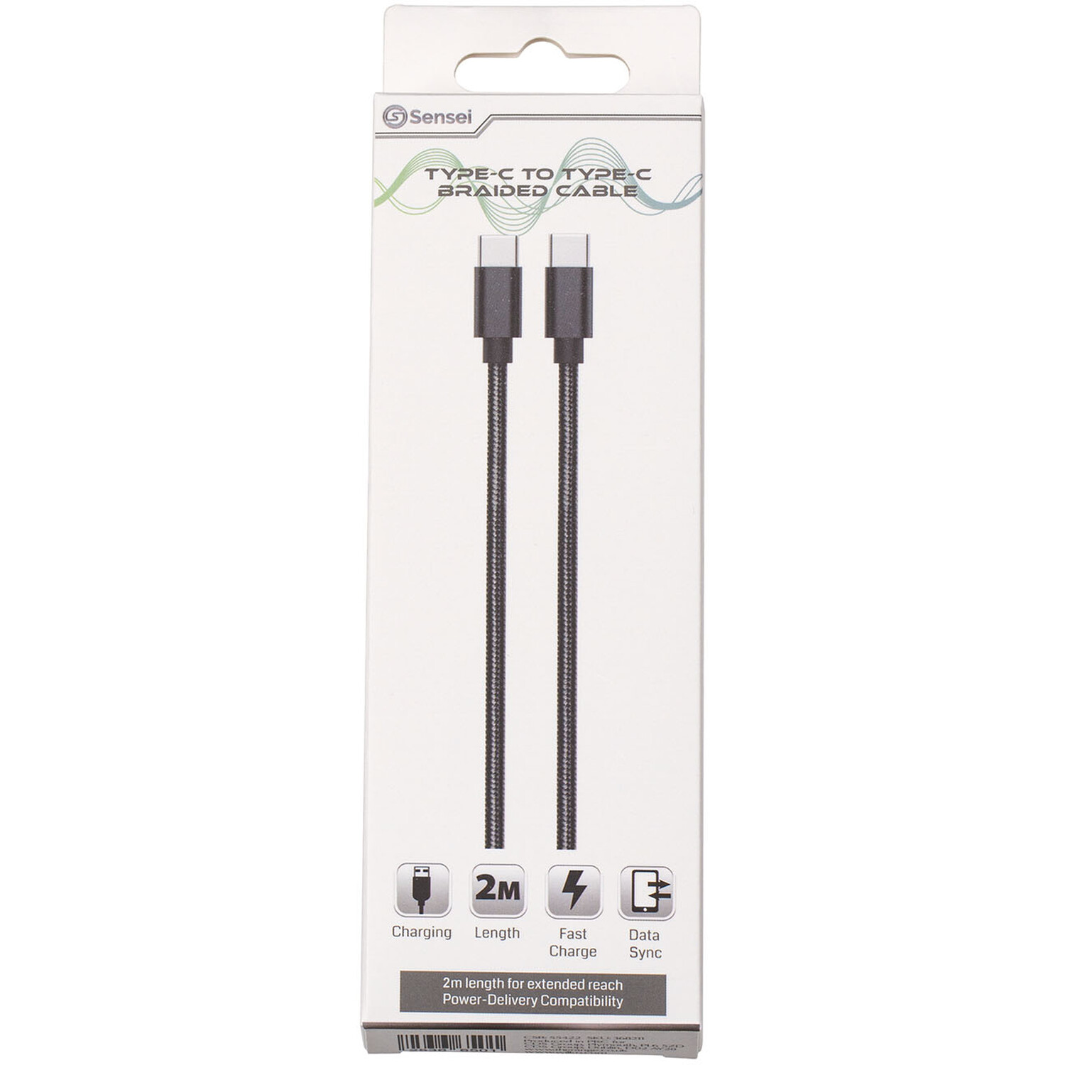 Type-C to Type-C Braided Charging Cable 2m - Black Image 1