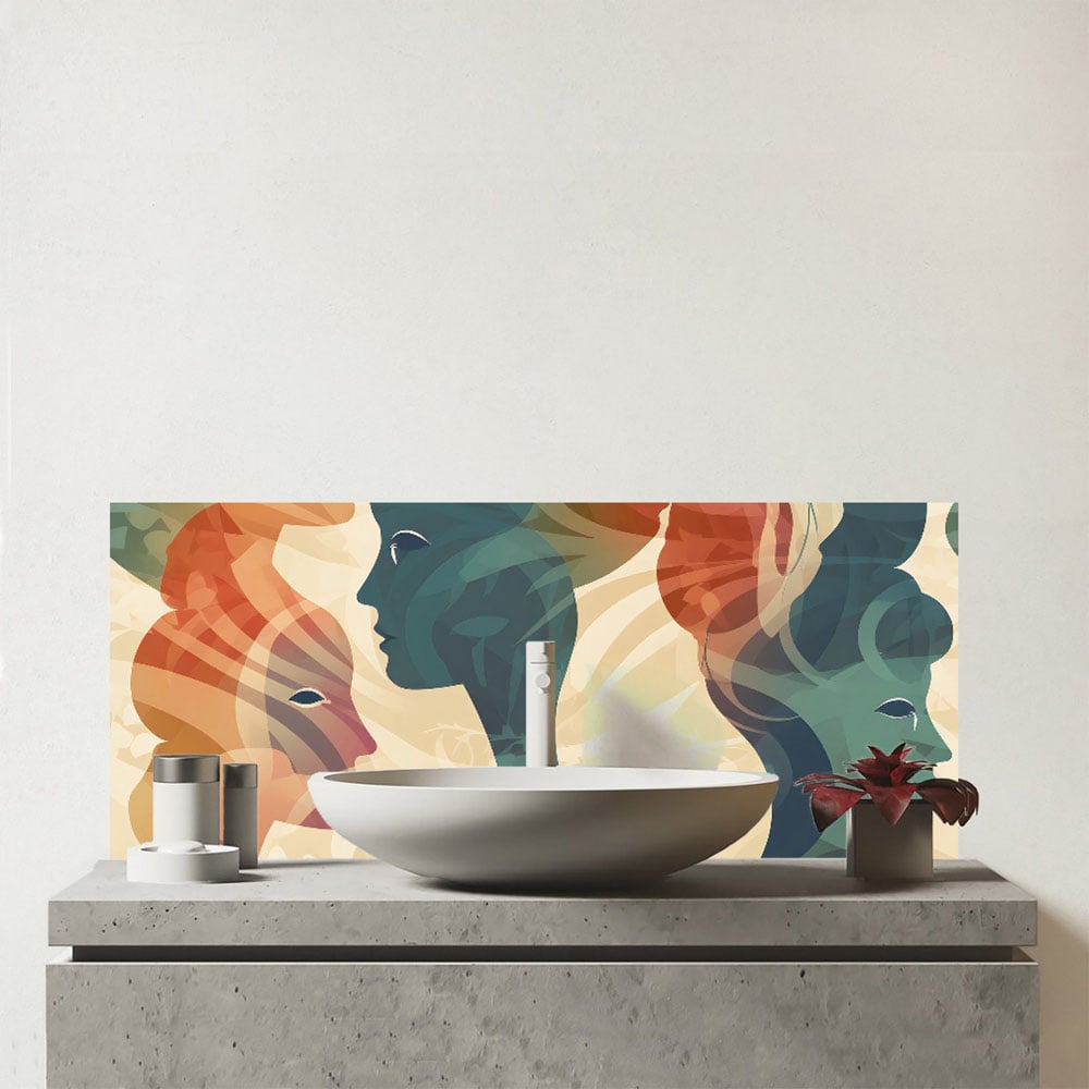 Warren Reed Designer Coloured Silhouette Glass Bathroom Splashback 25 x 60cm Image 1