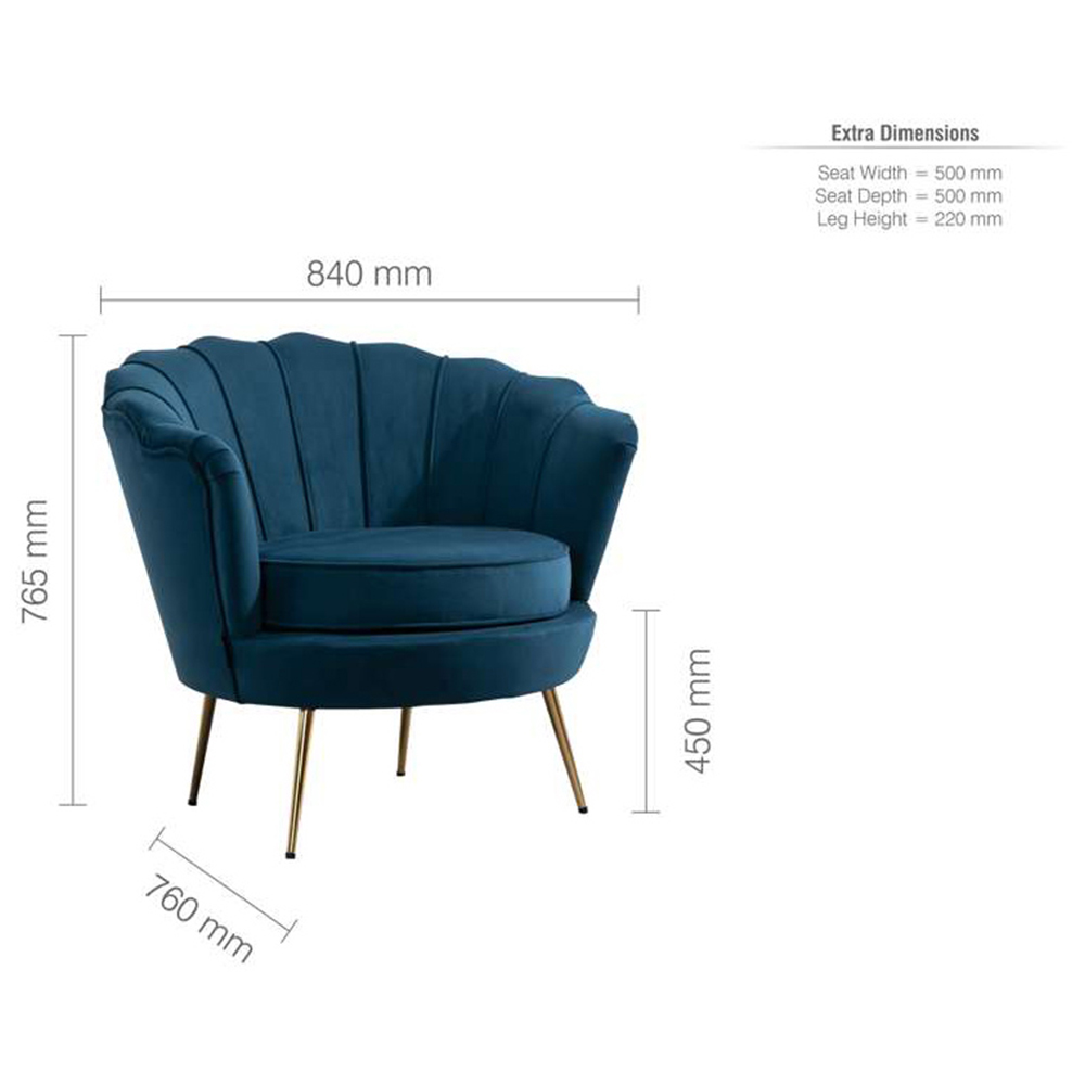 Ariel Blue and Gold Fabric Accent Chair Image 9