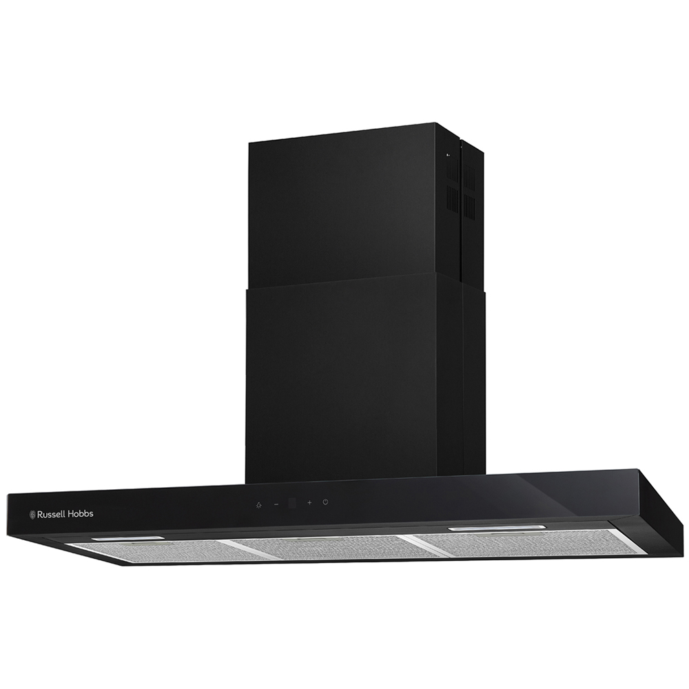 Russell Hobbs RHGCH903B Black T-Shaped 90cm Chimney Cooker Hood Image 1
