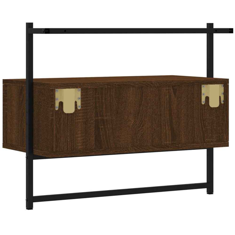 vidaXL 2 Drawer Brown Oak and Black Wall Mounted TV Cabinet Image 7