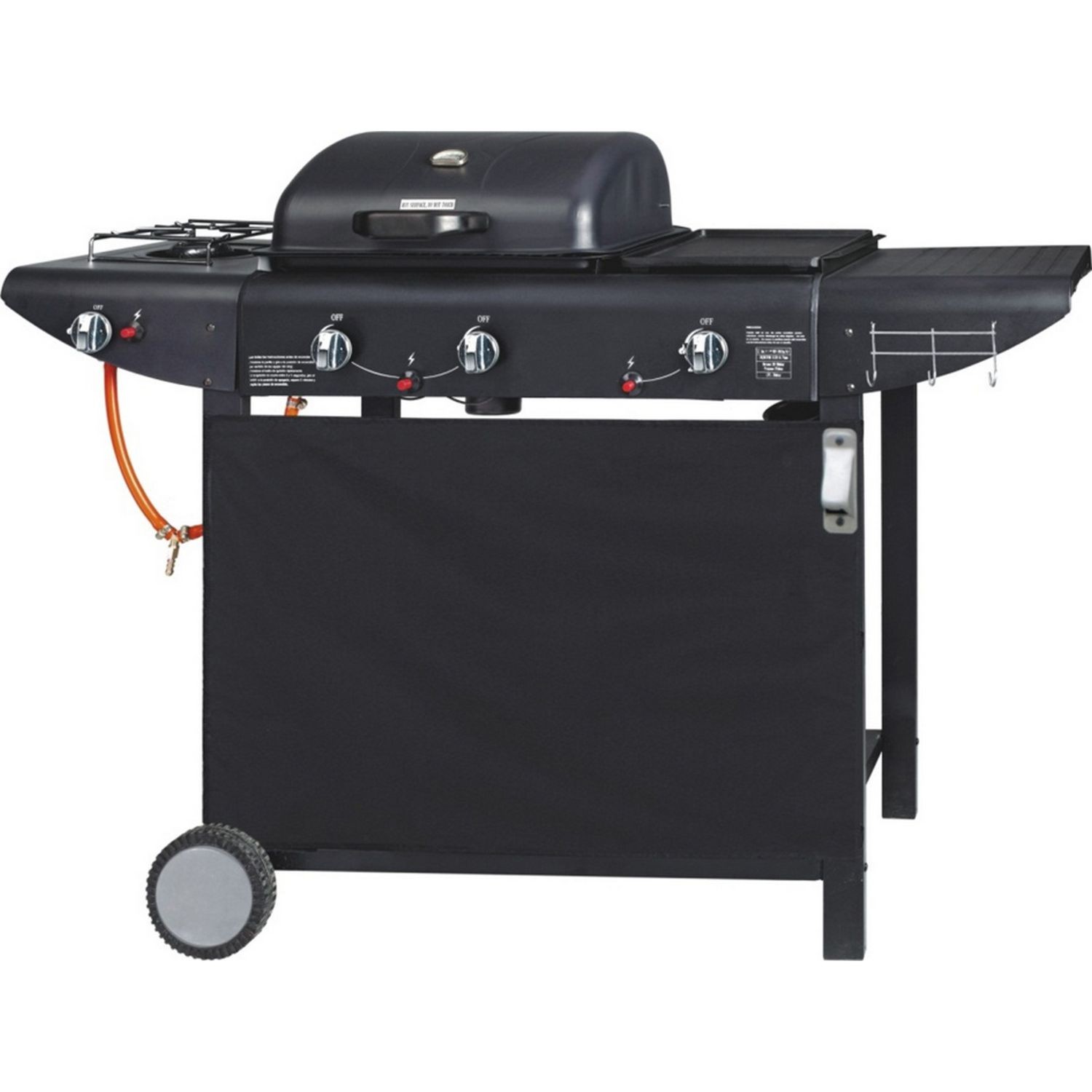 Hobart Two Burner Grill With Two Side Burners - Black Image 1
