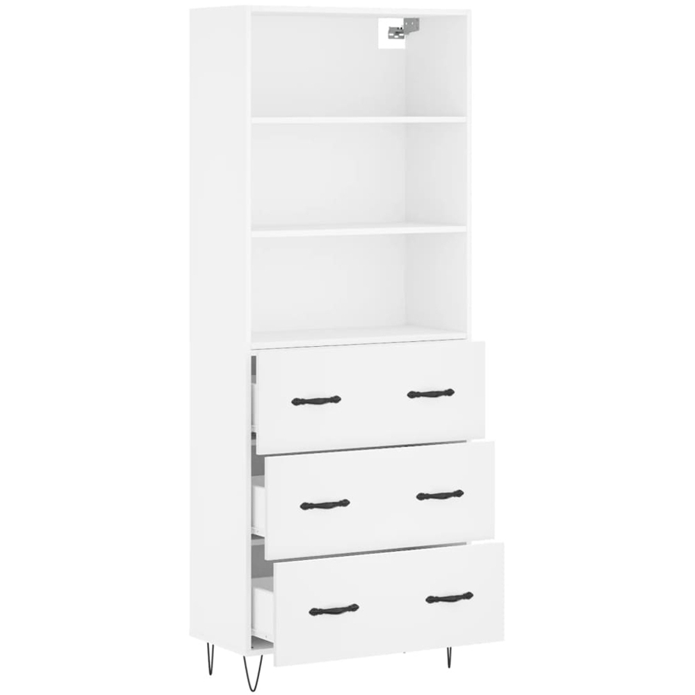 vidaXL 3 Drawer 3 Open Shelf White Highboard Image 4