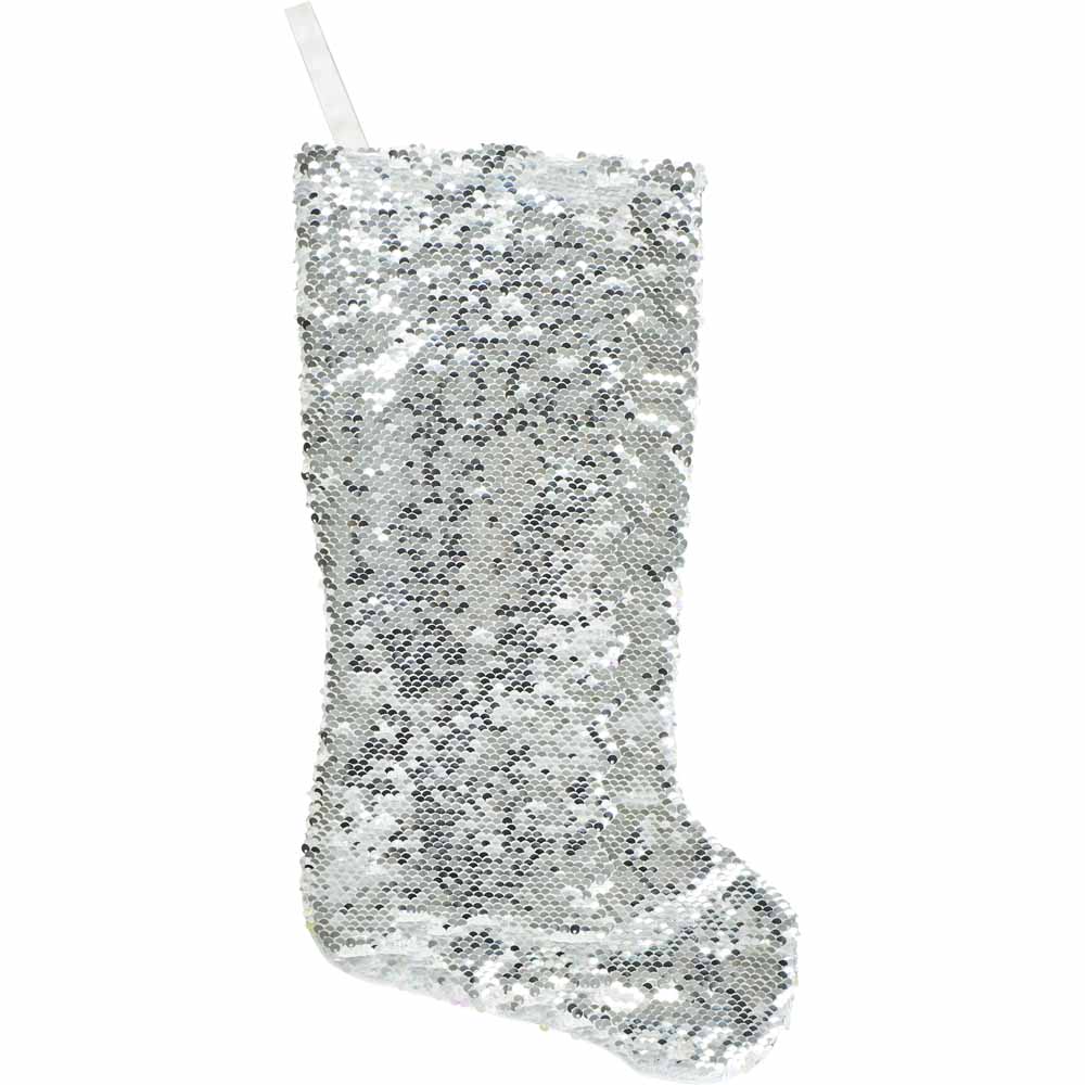 Wilko Dreamland Silver Sequinned Stocking Image 1