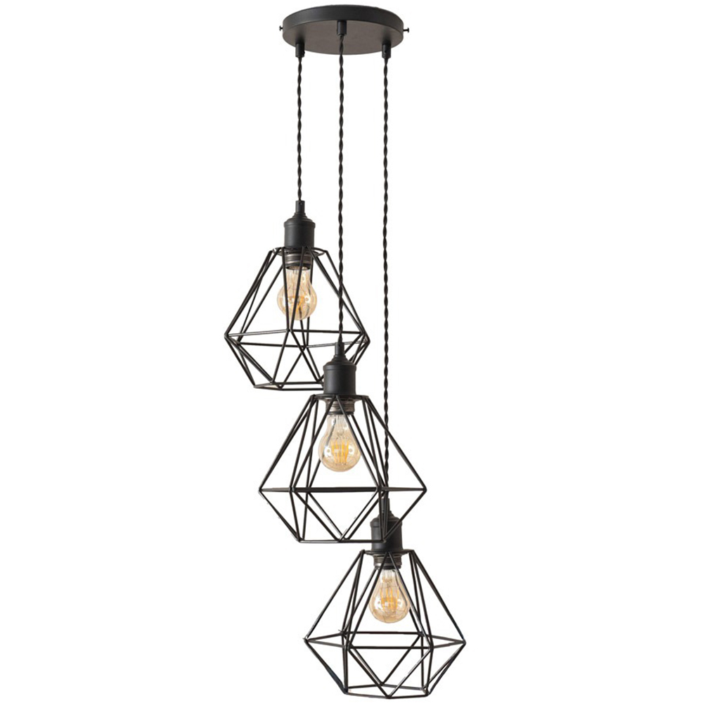ValueLights Diablo Geometric 3 Drop Cluster Matte Black Ceiling LED Pendant Light Image 1