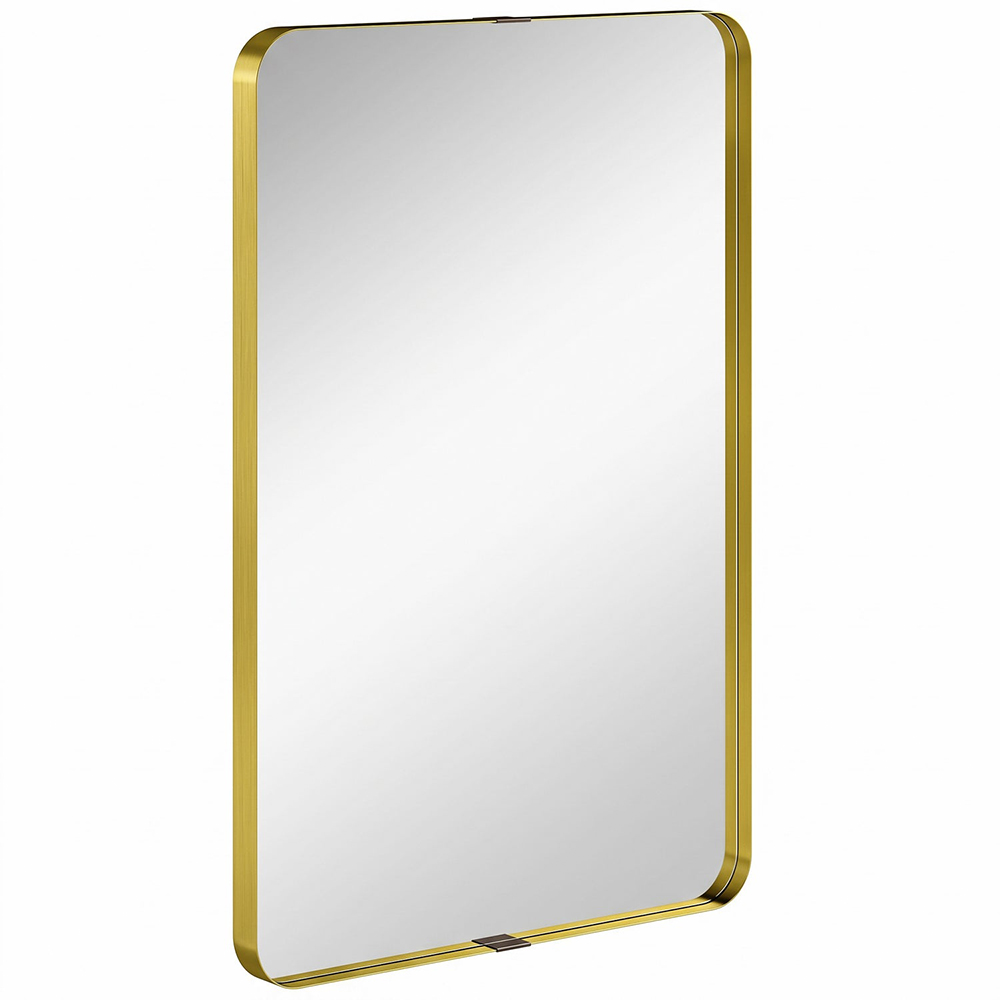 HOMCOM Gold Wall Mounted Rectangular Wall Mirror 90 x 60cm Image 1