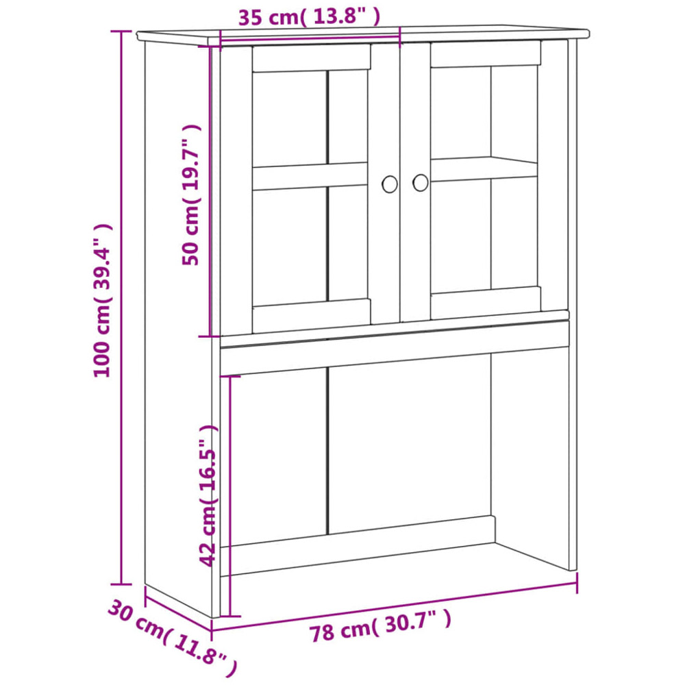 vidaXL 2 Door White Solid Wood Pine Dresser Top Storage Unit Image 9