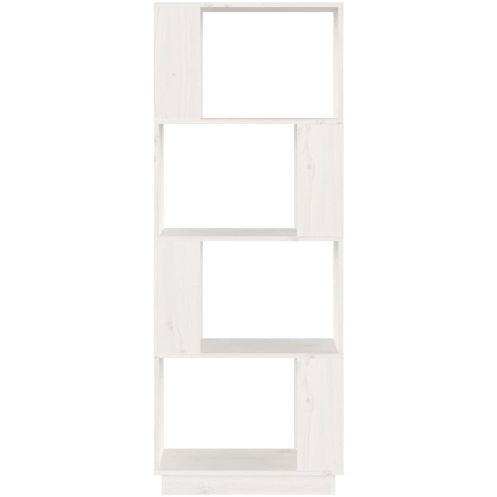 vidaXL 4 Shelf White Solid Pine Wood Bookcase Image 3