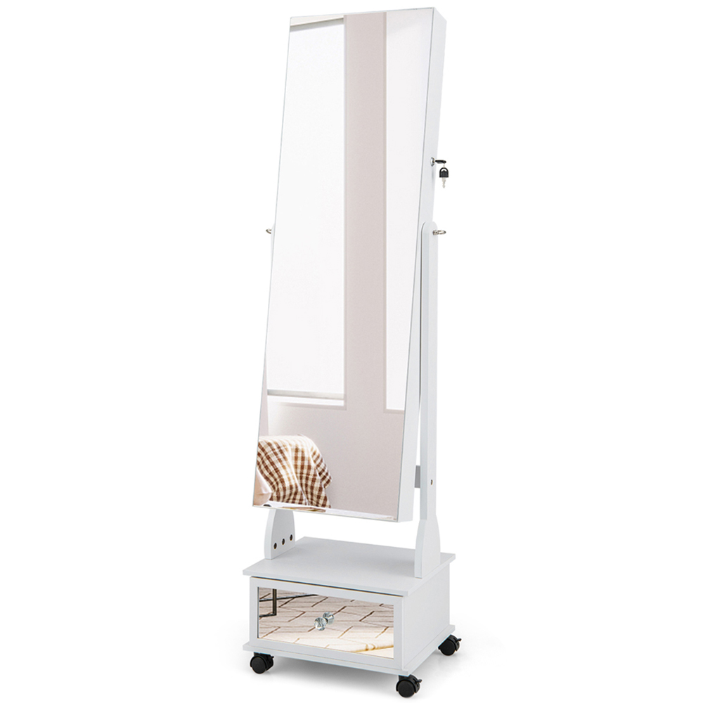 Costway White Standing Jewellery Armoire Image 1