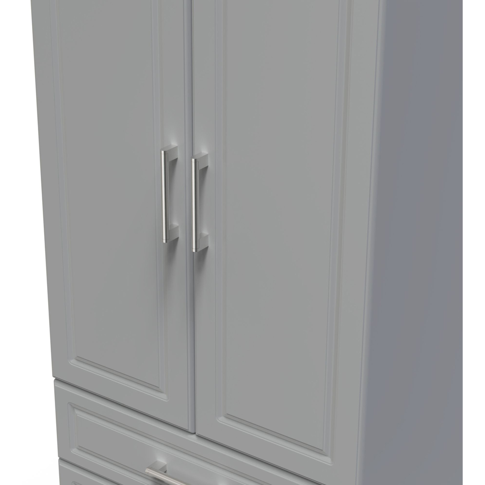 Crowndale Kent Ready Assembled 2 Door 2 Drawer Dusk Grey and Bardolino Oak Wardrobe Image 5