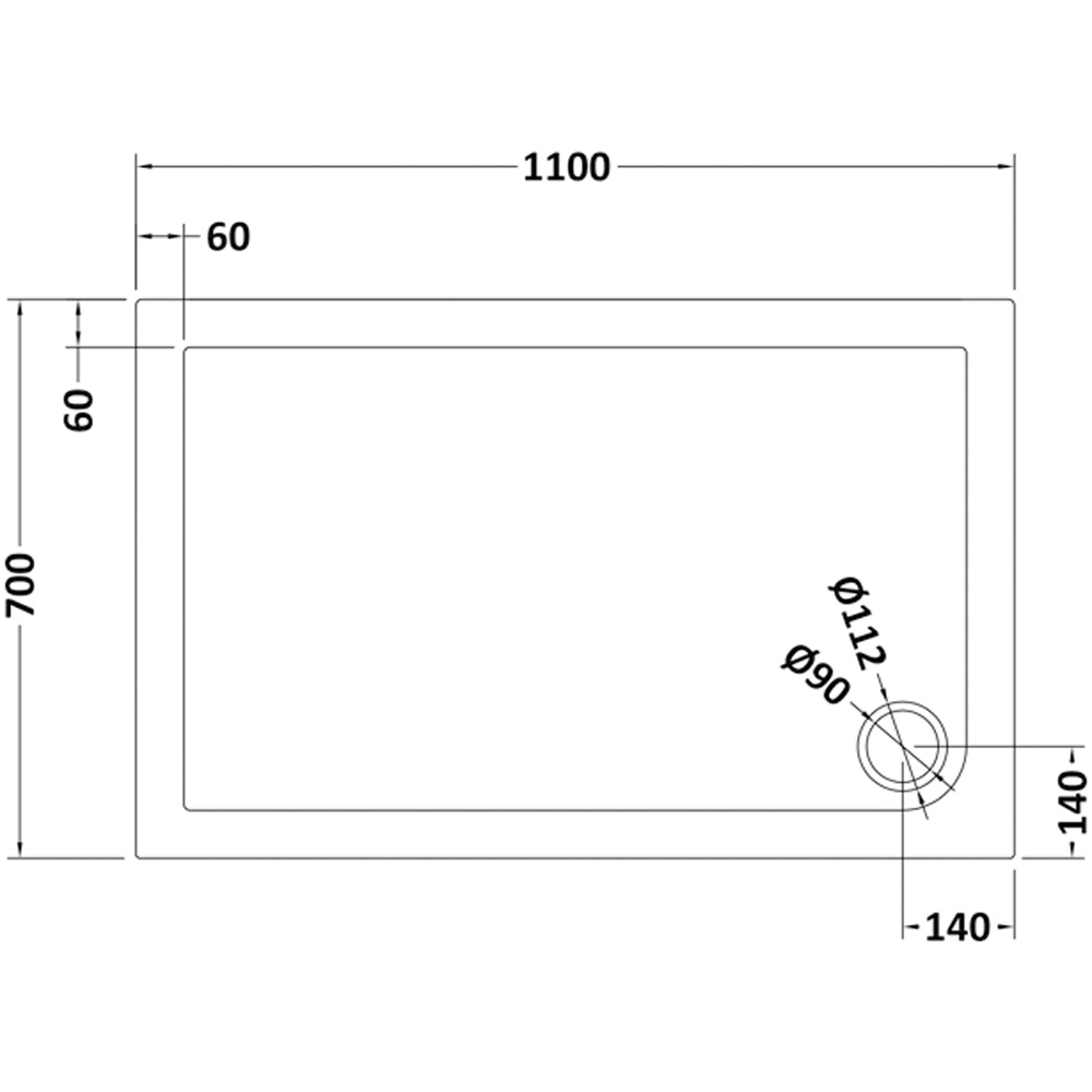 nuie Slate Grey Rectangular Shower Tray 1100 x 700mm Image 2