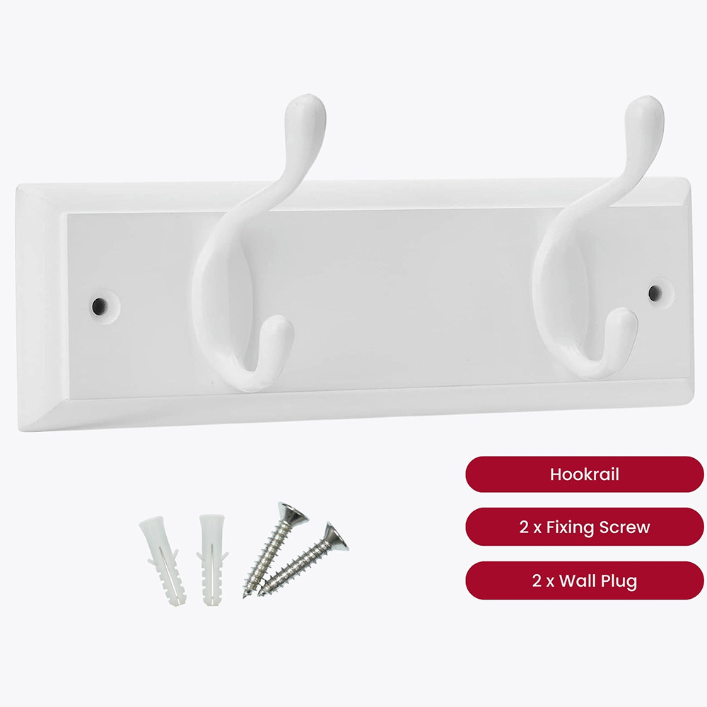Headbourne White 2 Hook Coat Rail Image 3