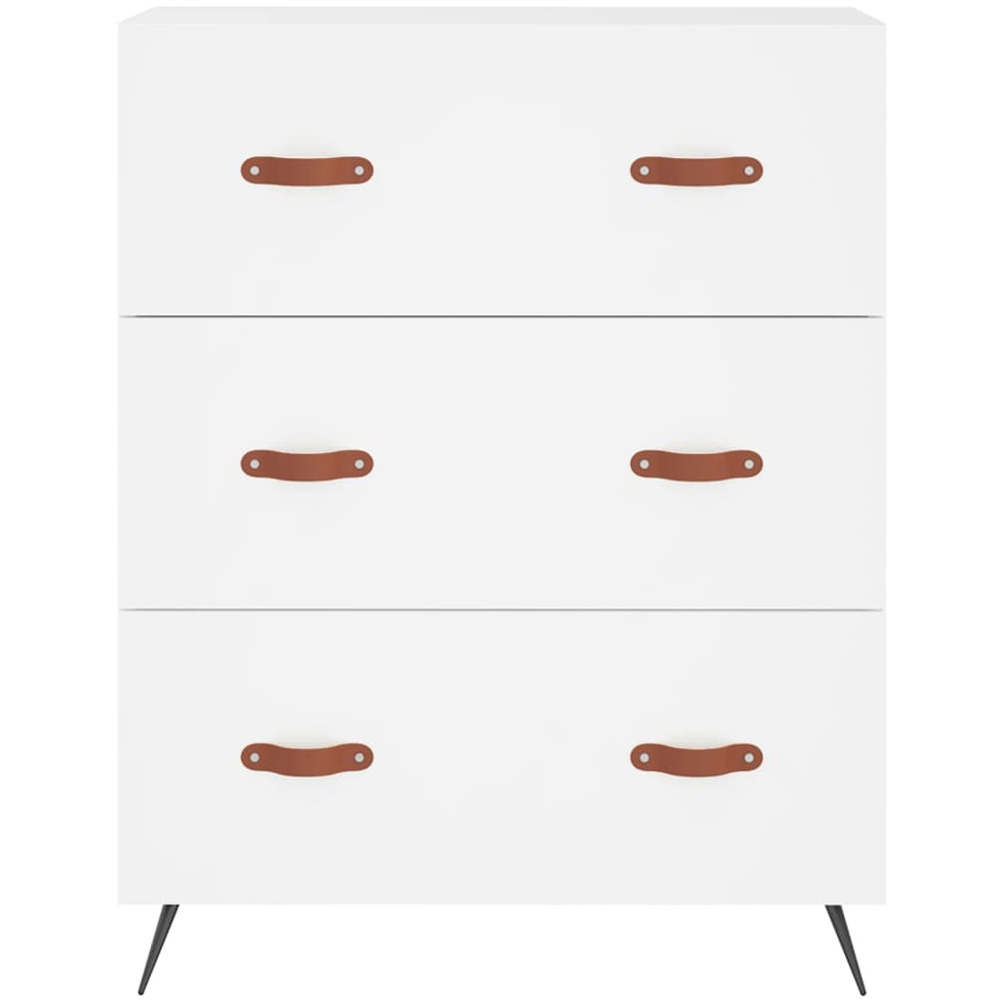 vidaXL 3 Drawer White Wooden Chest of Drawers Image 4