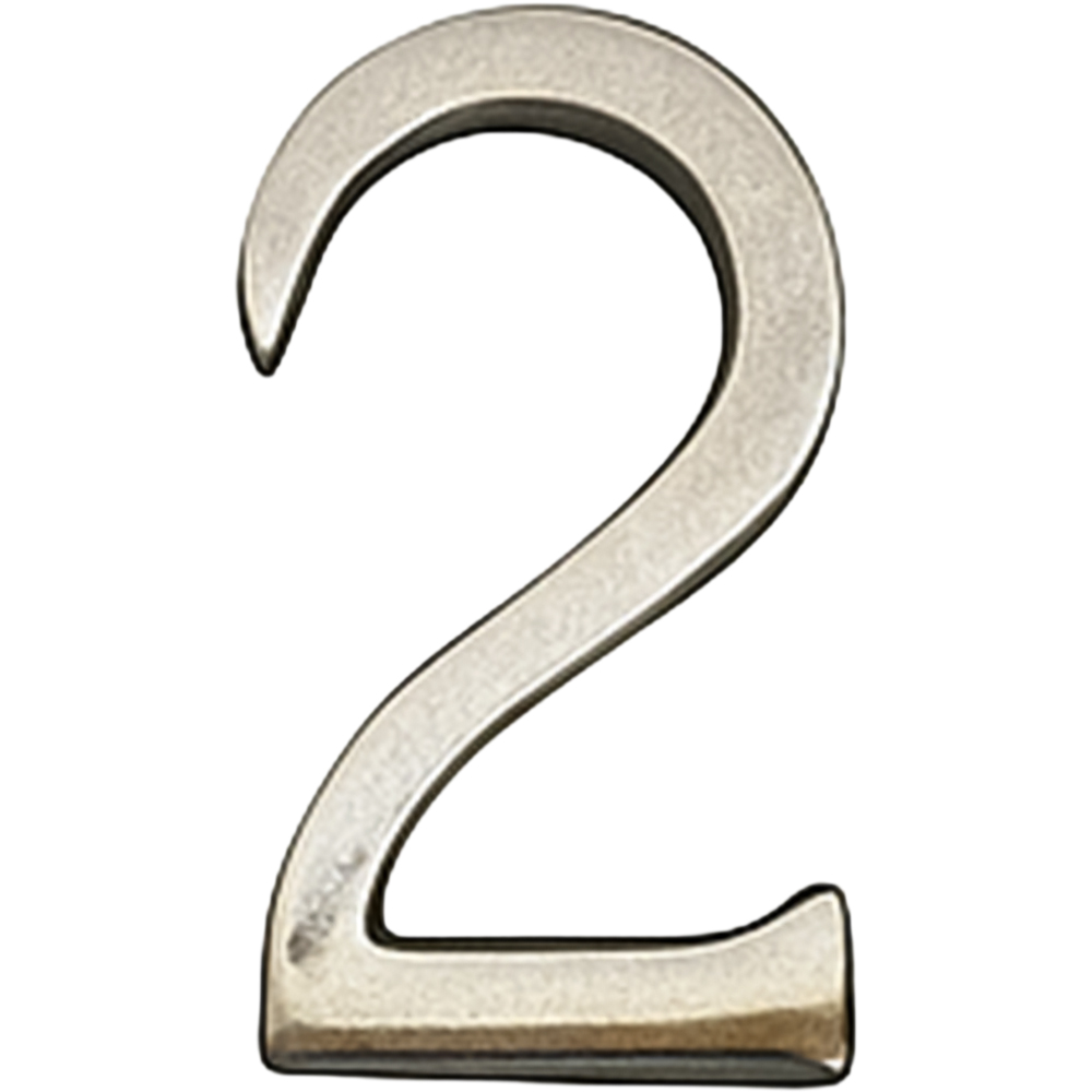 Golden Grace Polished Gold Finish Self Adhesive Door Numerals No 2 75mm Image 2