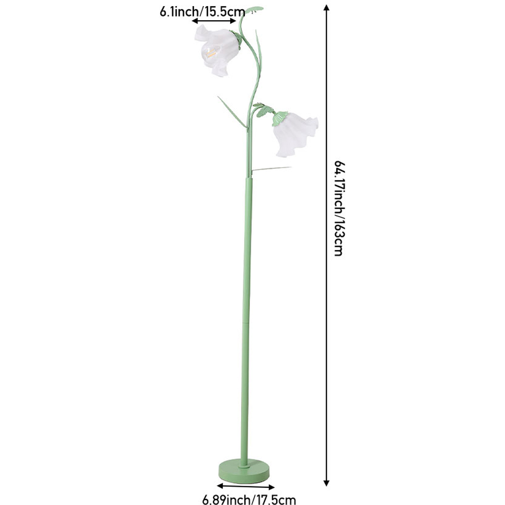 Living and Home 2 Light Green and White Floral Floor Lamp with Foot Switch Image 8