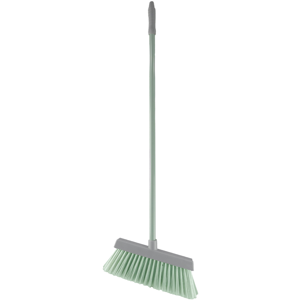 JVL Grey Long Handle Lobby Dust Pan and Brush Set Image 3