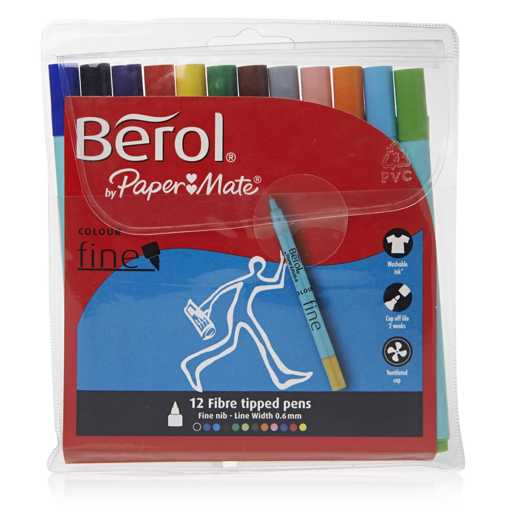 Berol Colour Fine Assorted Firbre Tip Pens 12pk Image