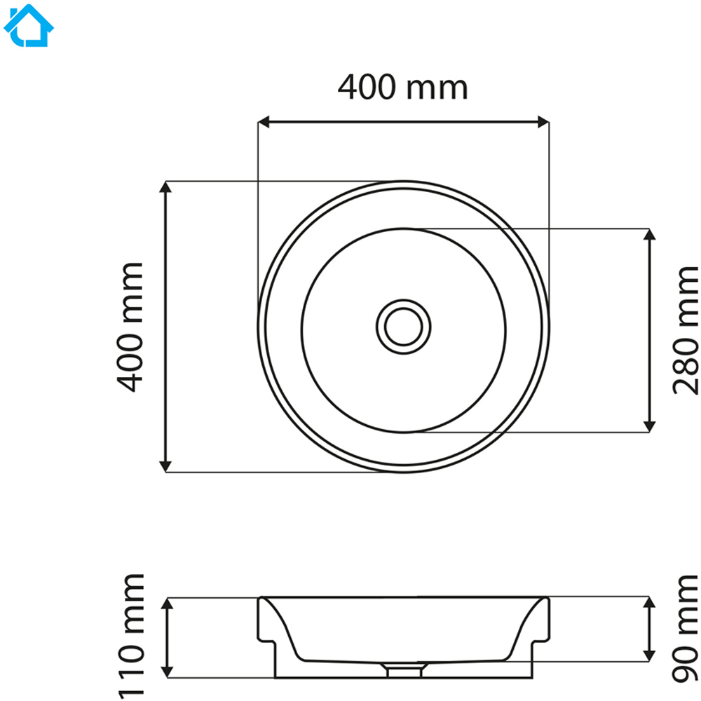 Limoge White Ceramic Vertical Thin Edge Round Countertop Basin 400mm Image 3