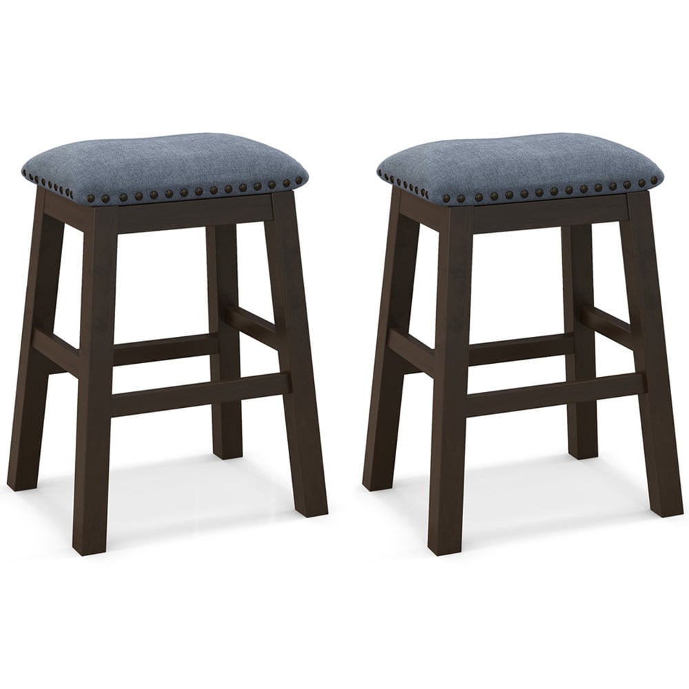 Costway Brown Padded Bar Stool Set of 2 Image 2