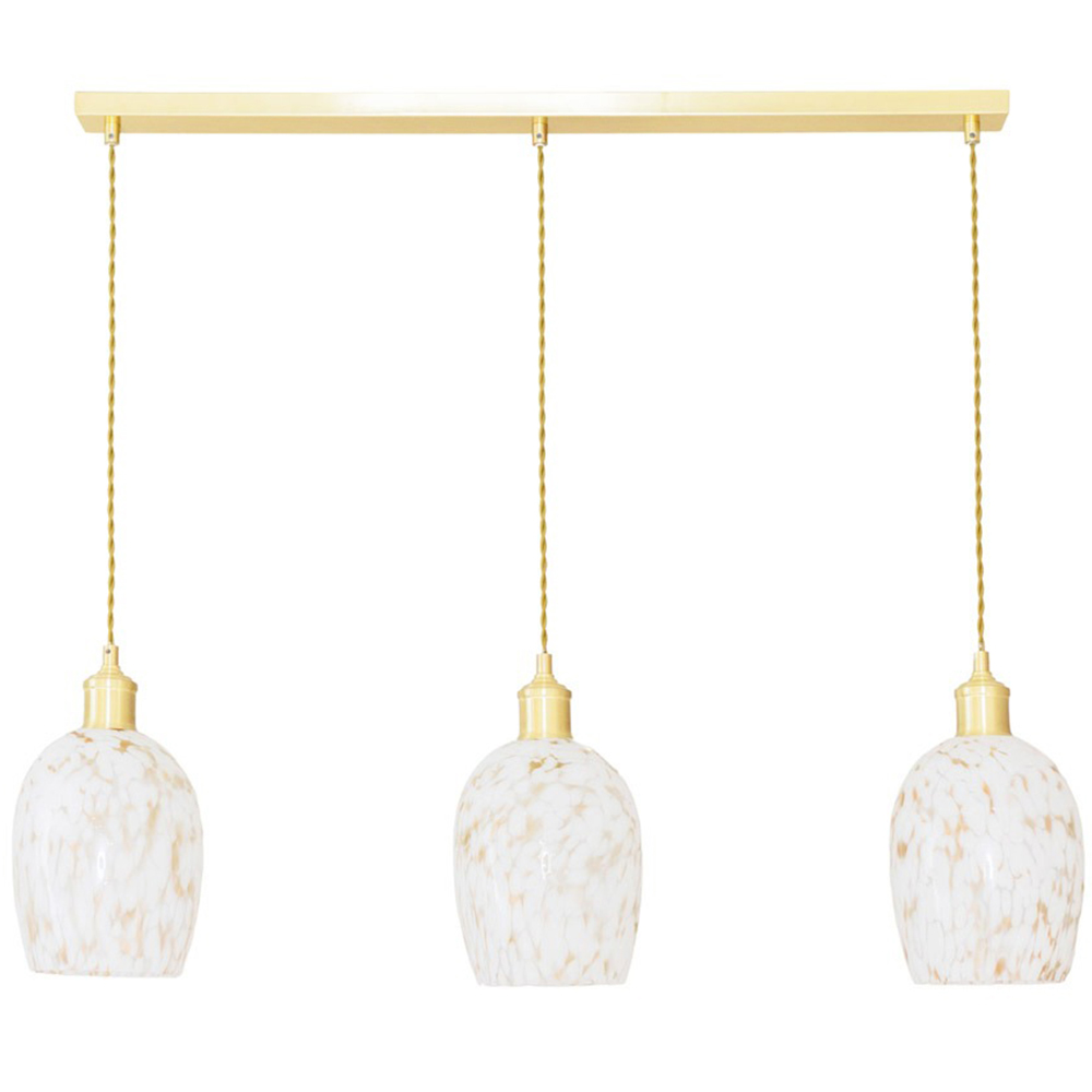 ValueLights India Confetti Glass Shade 3 Drop Gold Diner LED Ceiling Pendant Light Image 1