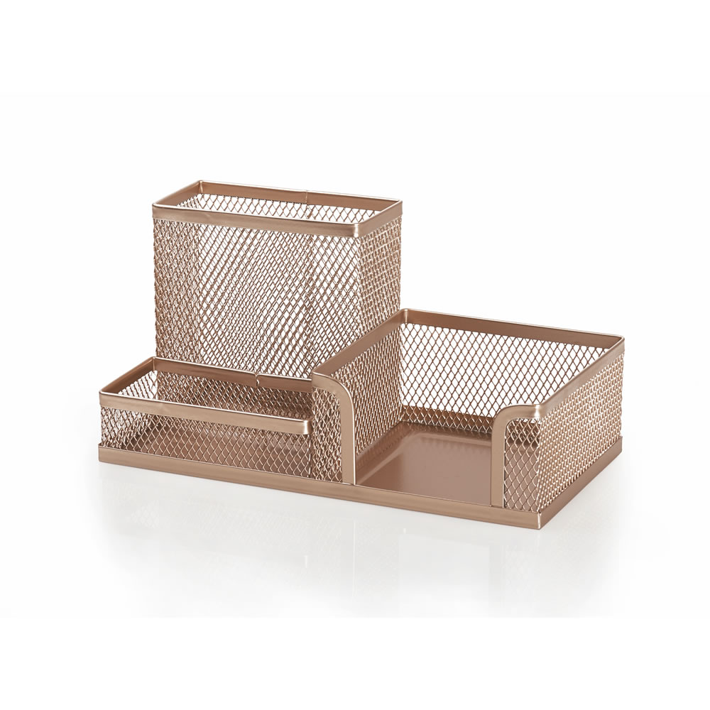Wilko Rose Gold Desk Tidy Wilko