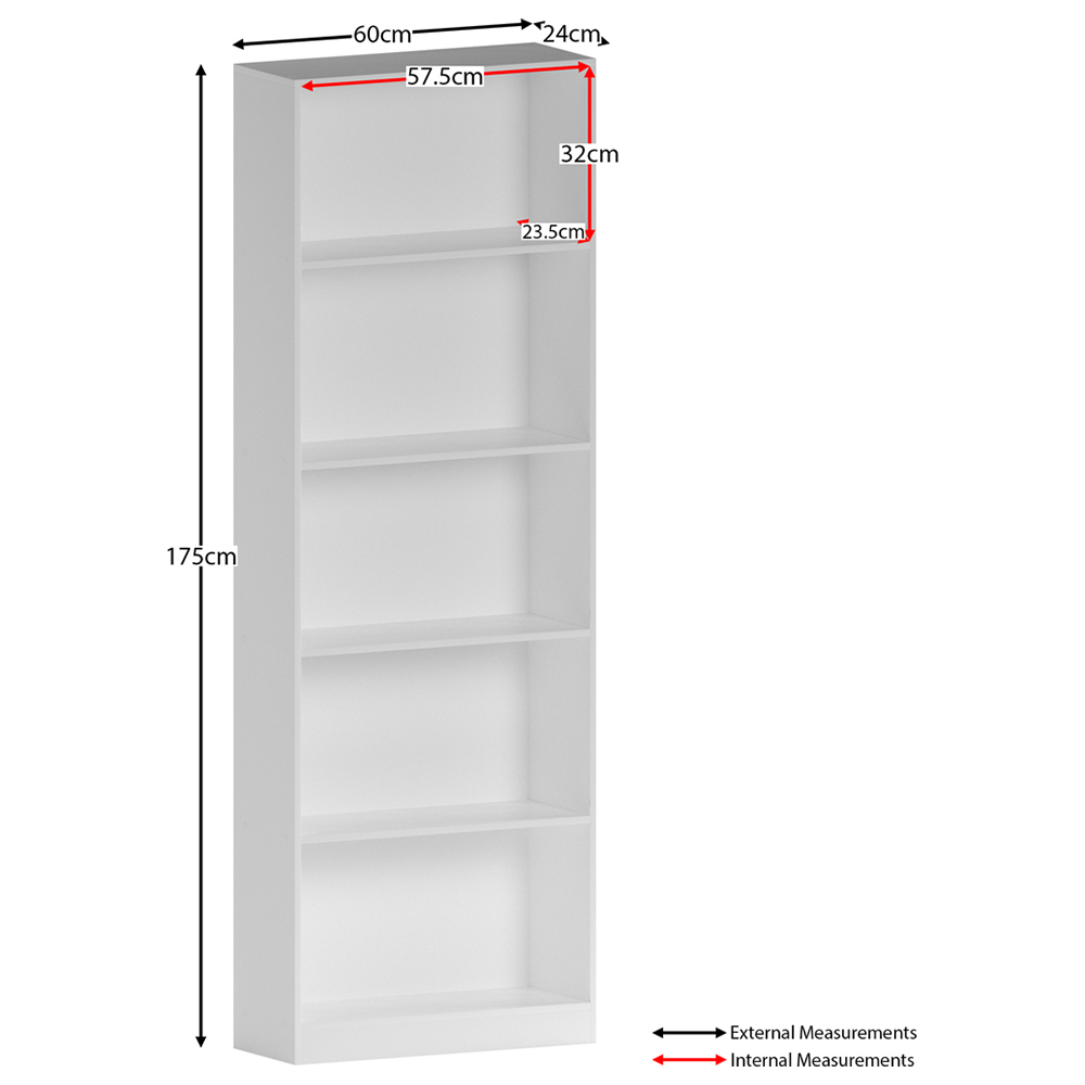 Vida Designs Cambridge 5 Shelf White XL Bookcase  Image 7