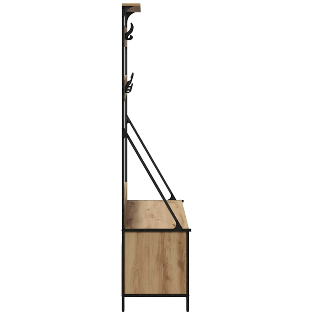 vidaXL 2 Shelf Artisan Oak Clothes Rack with Hanging Hooks Image 6