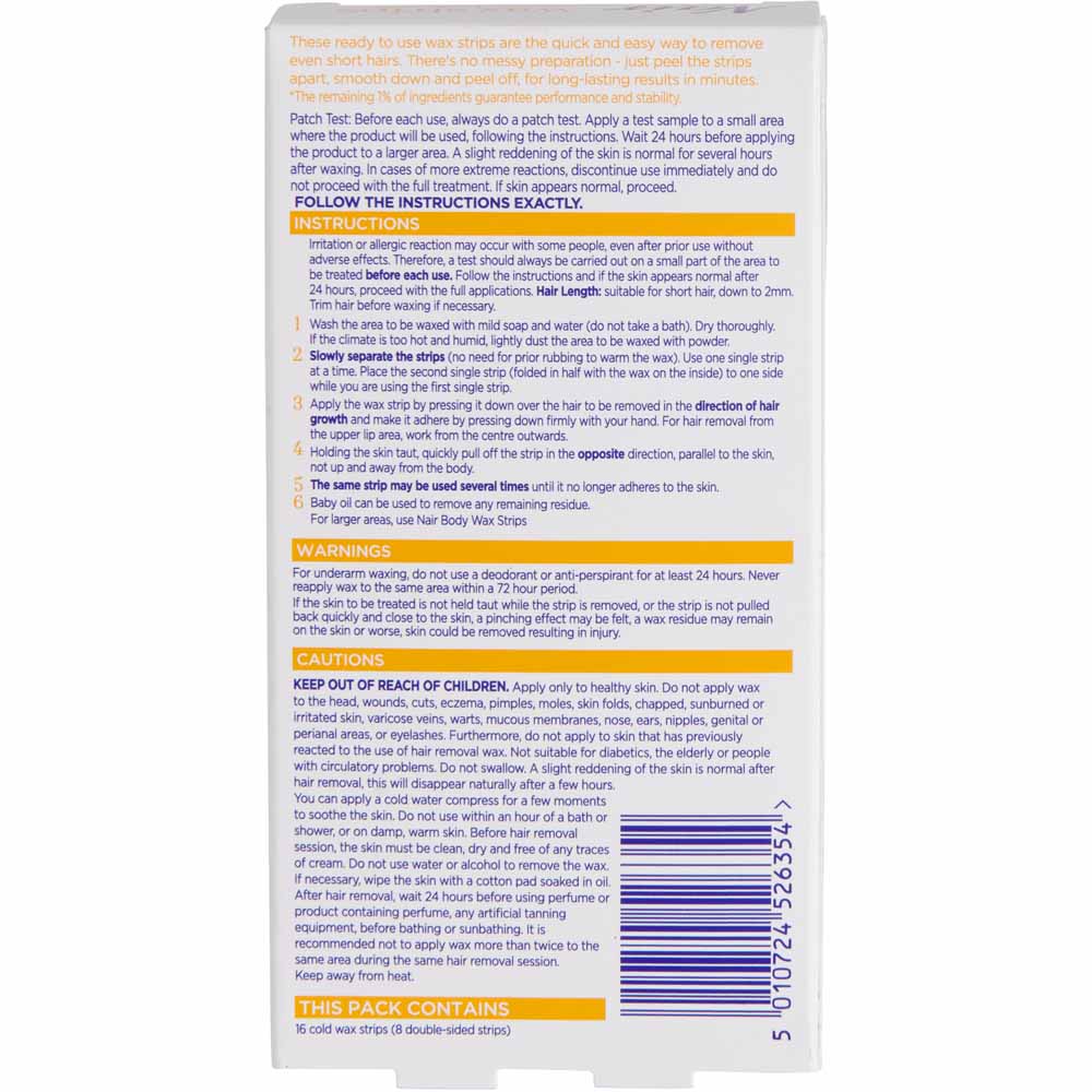 Nair Wax Strips Face 16pk Image 3