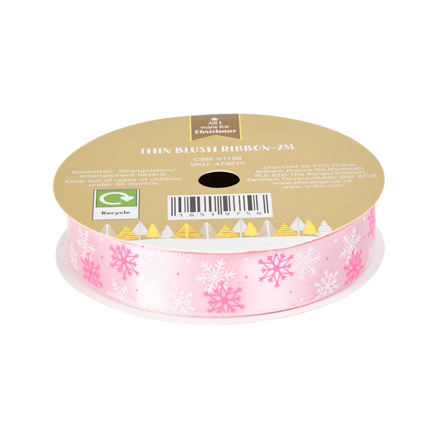 Festive Thin Blush Ribbon Image 2