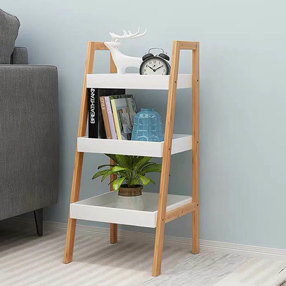 Living and Home Multi Tiered White Ladder Shelf Image 4