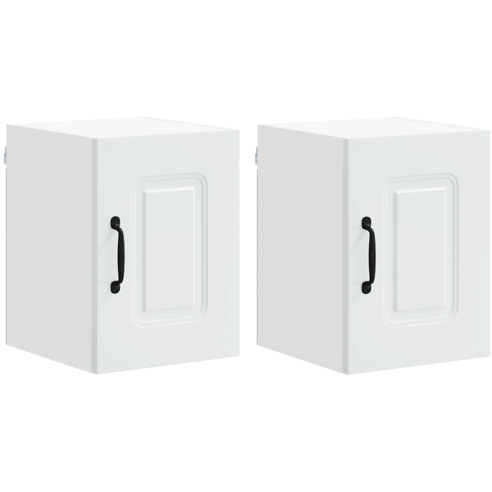 vidaXL Kalmar Single Door White Wall Mounted Kitchen Cabinet Set of 2 Image 2