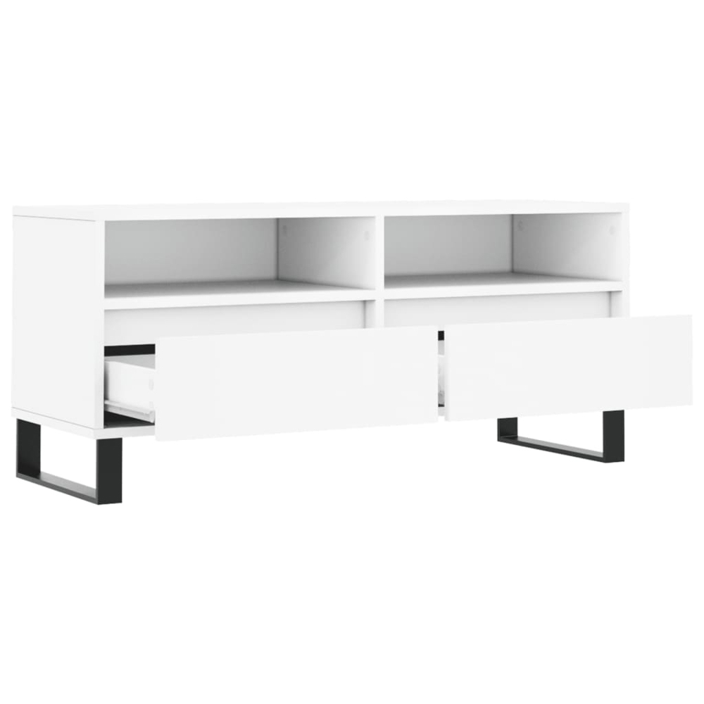 vidaXL 2 Drawer 2 Shelf White TV Cabinet Image 6