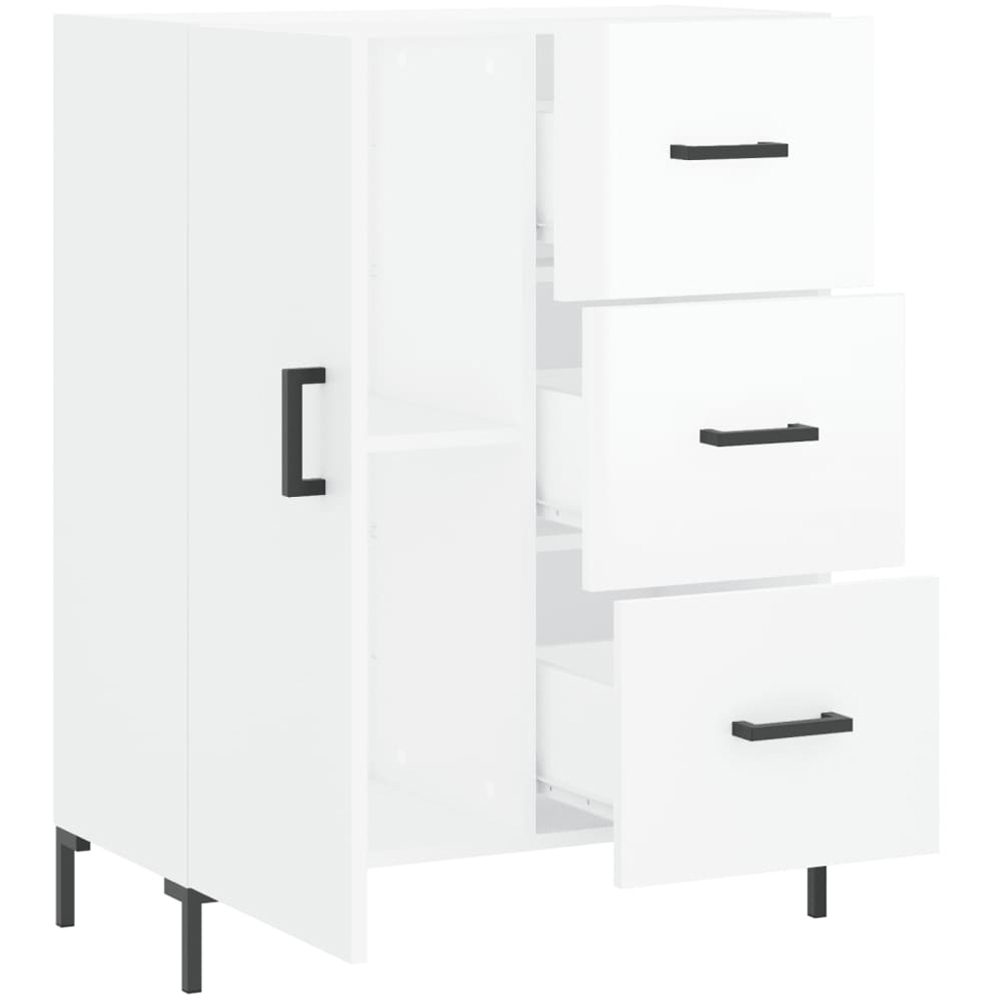 vidaXL Single Door 3 Drawer High Gloss White Sideboard Image 6