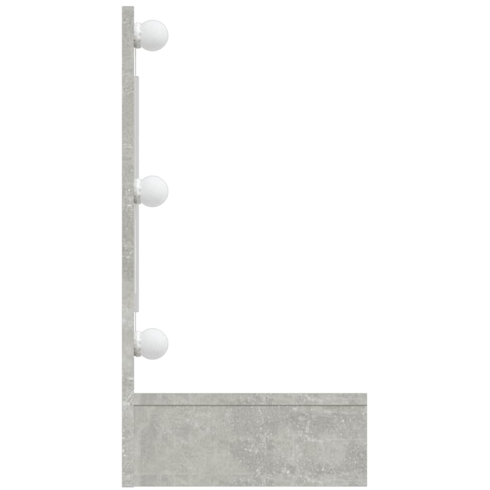 vidaXL 4 Shelf Concrete Grey Wall Mounted Mirrored Cabinet with LED Image 4