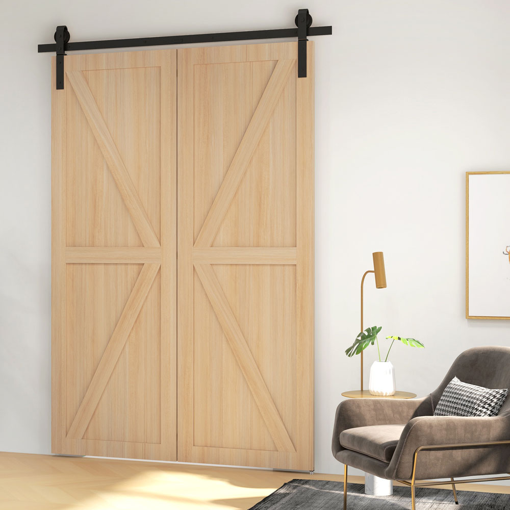 HOMCOM Bi-Folding Sliding Barn Door Hardware Kit Sliding Door Kit 5ft Image 3