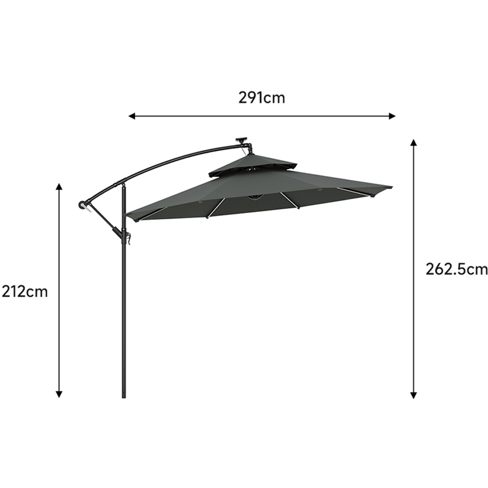 Living and Home Dark Grey 2 Tier Solar Light Cantilever Parasol 3m Image 8