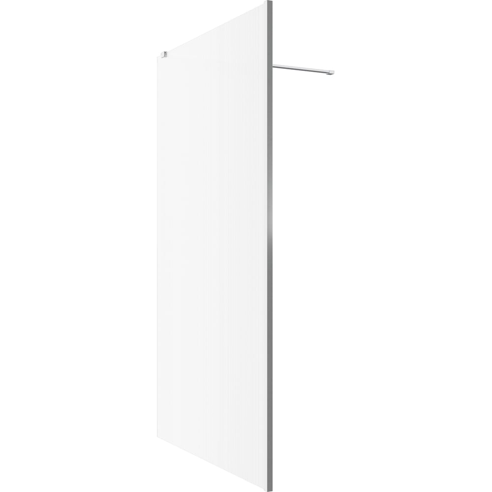 Bathstore Nero Fluted Glass Wetroom Shower Panel with Chrome Profile and Front Arm 800mm Image 3