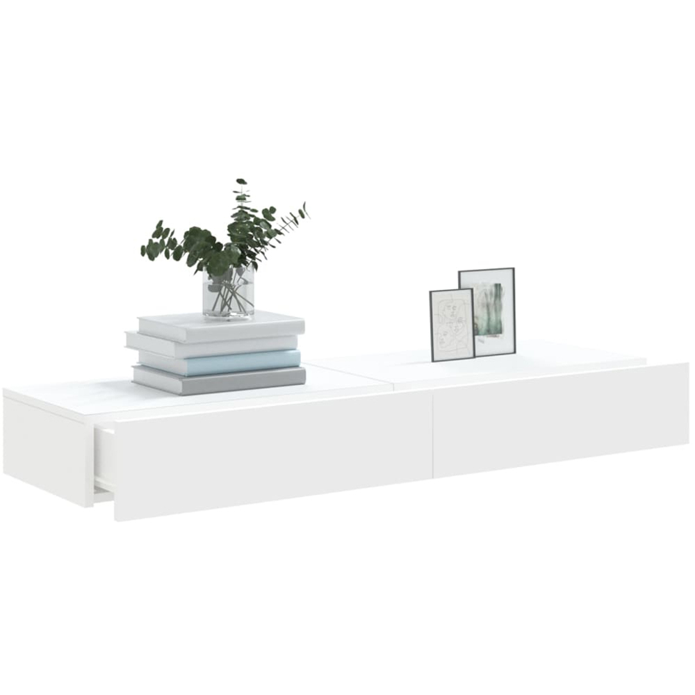 vidaXL Single Drawer White LED TV Cabinet Set of 2 Image 4