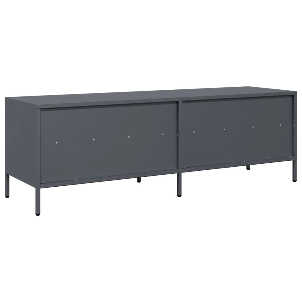 vidaXL 2 Drawer 2 Shelf Anthracite Cold-Rolled Steel TV Cabinet Image 5