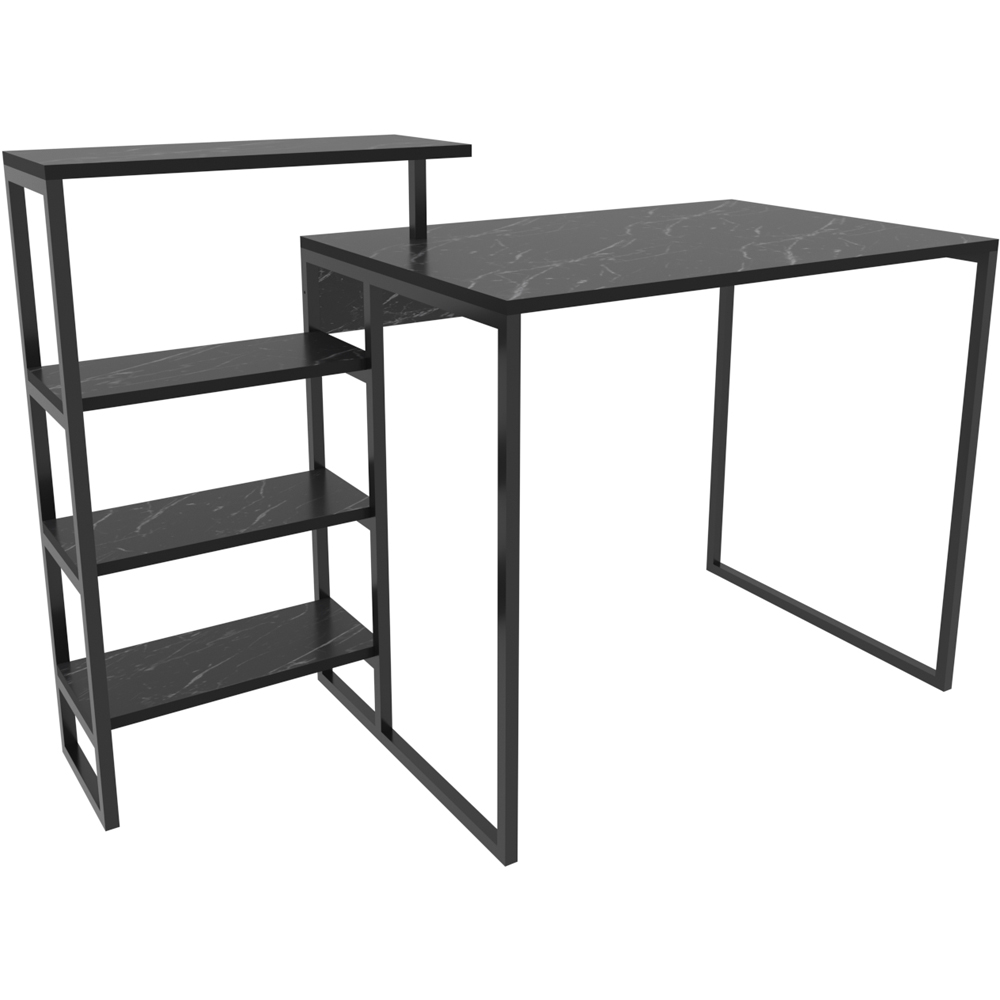 Decorotika Rino 4 Shelf Study Desk Black Marble Effect And Black Image 2