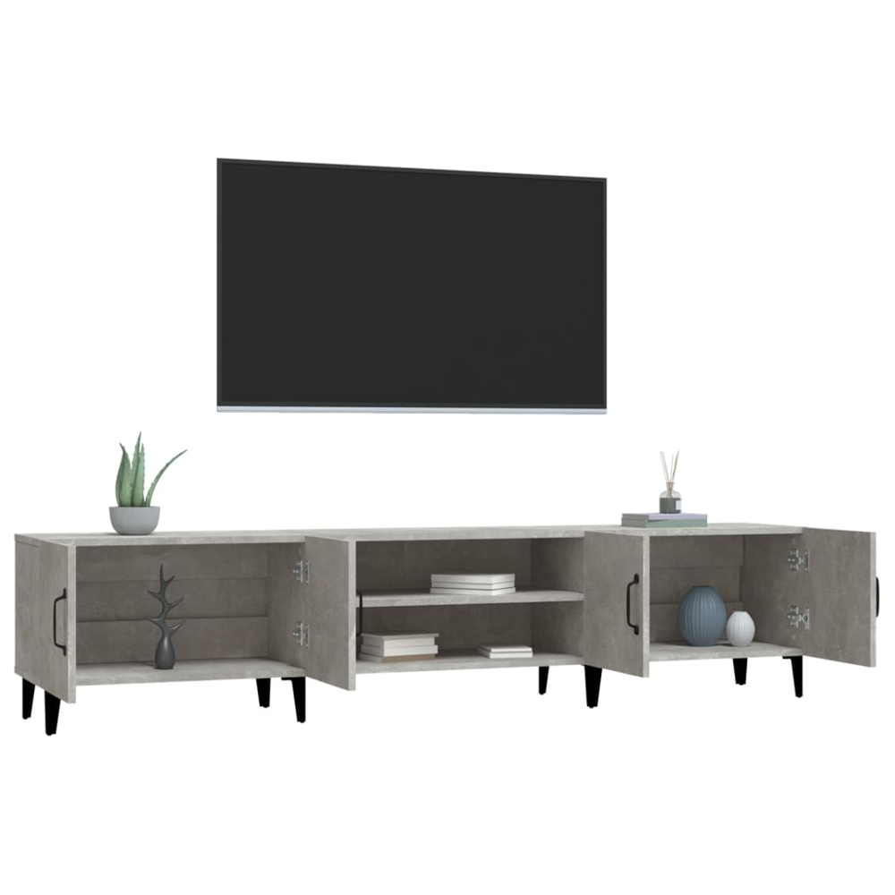 vidaXL 4 Door 2 Shelf Concrete Grey TV Cabinet Image 6