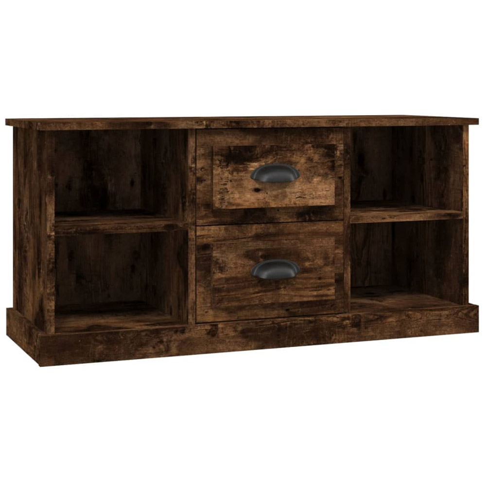vidaXL 2 Drawer 4 Open Shelf Smoked Oak TV Cabinet Image 2
