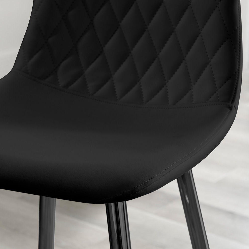 Furniturebox Solara Black Faux Leather Bar Stool Set of 2 Image 2