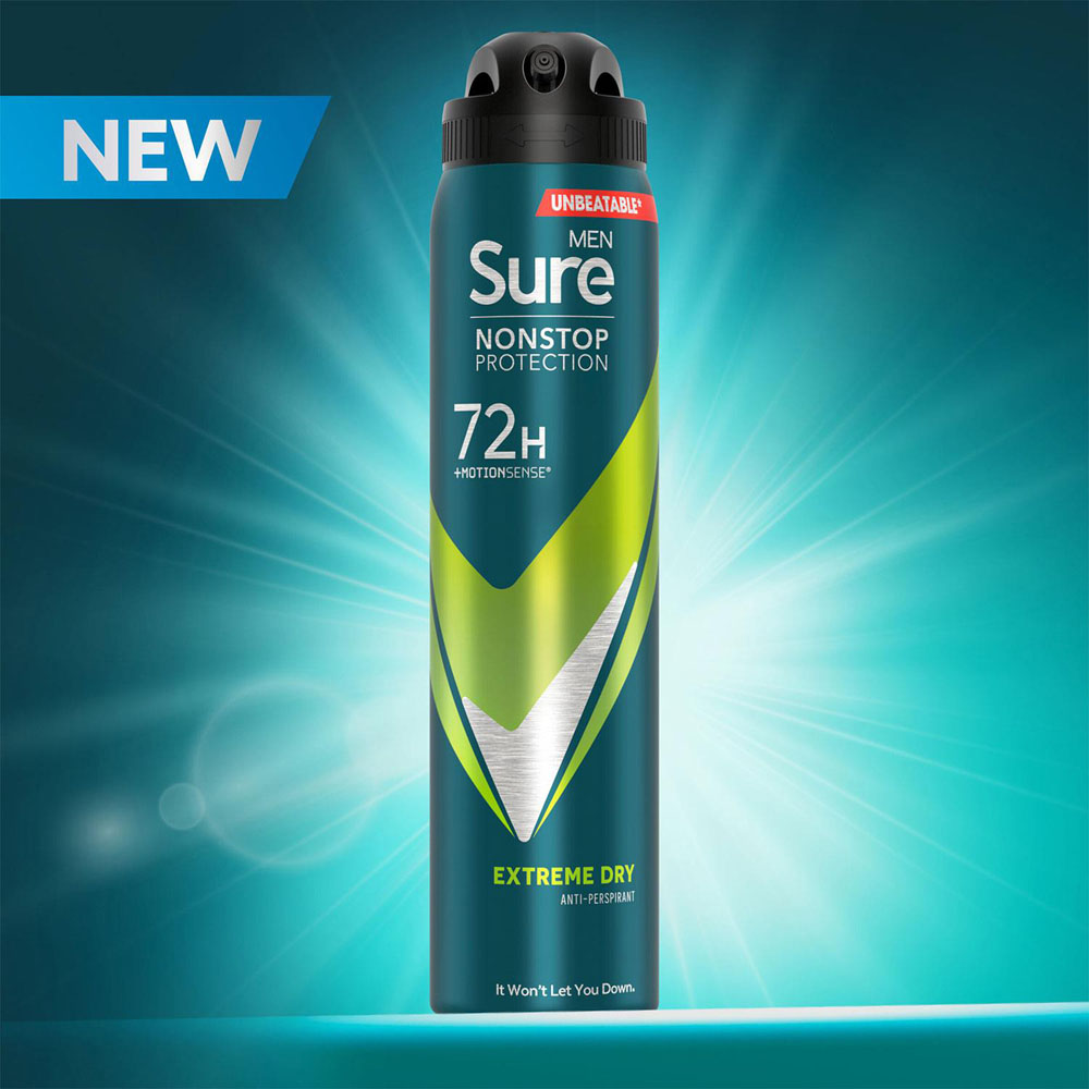 Sure Men 72H Non-Stop Protection Anti-Perspirant Extreme Dry Deodorant Spray 250ml 24 Pack Image 9