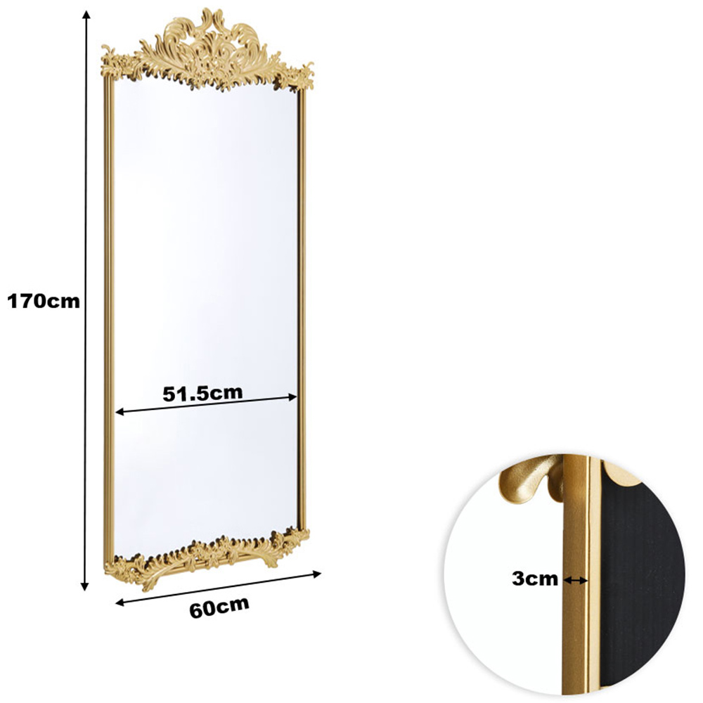 Living and Home Gold Metal Wall Mirror 170 x 60cm Image 9