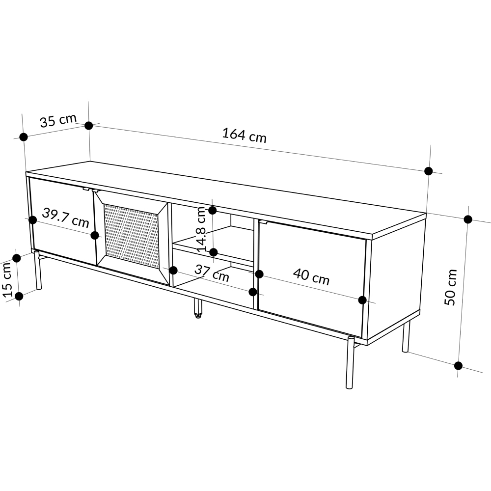 Decortie New Inca 3 Door 2 Shelf Pusula Sandstone Metal TV Unit Image 8