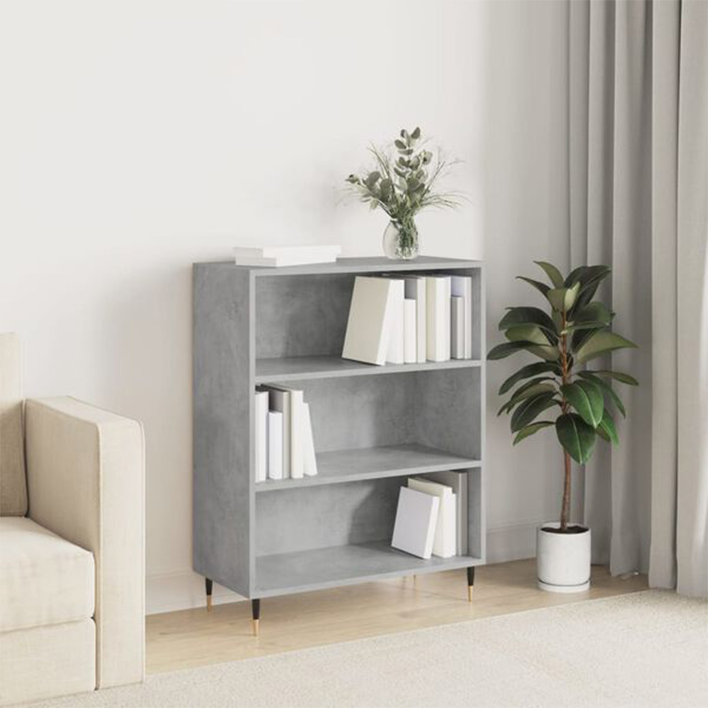 vidaXL 3 Shelf Concrete Grey Bookcase Image 8