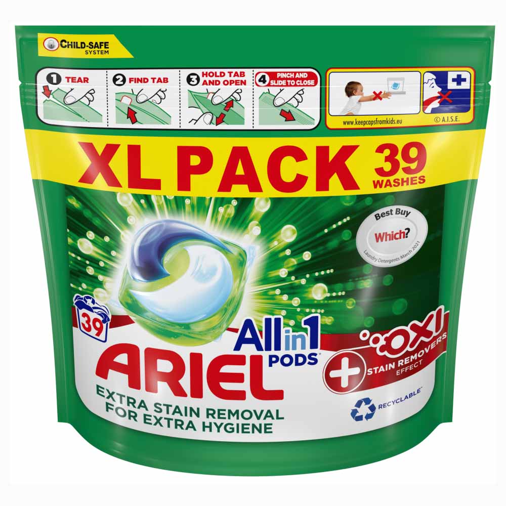 Ariel+ Oxi All-in-1 Pods Washing Liquid Capsules 39 Washes Image 1