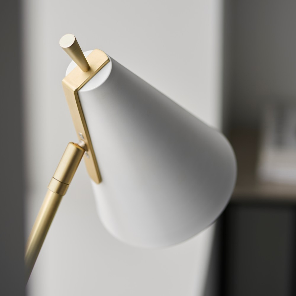 Merano Alta Matt White Satin Brass Table Lamp Image 5